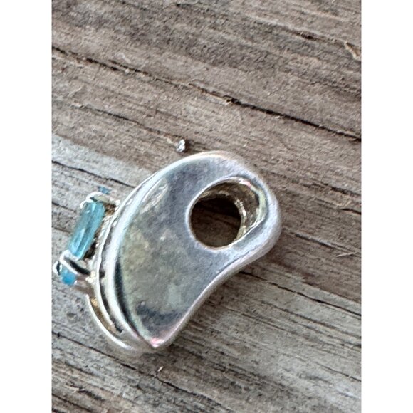 Sterling Silver Charm Bead With Blue Topaz & Clear Stones For European Bracelets - Picture 4 of 7